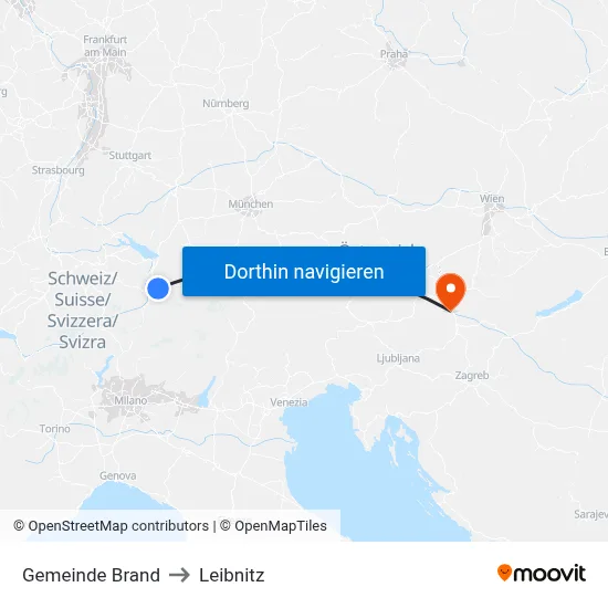 Gemeinde Brand to Leibnitz map