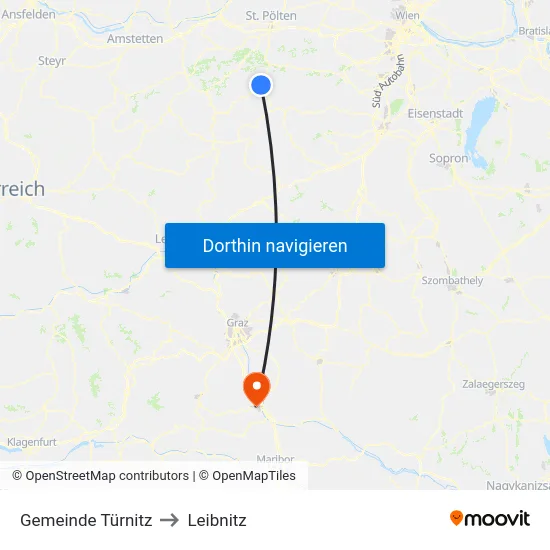 Gemeinde Türnitz to Leibnitz map