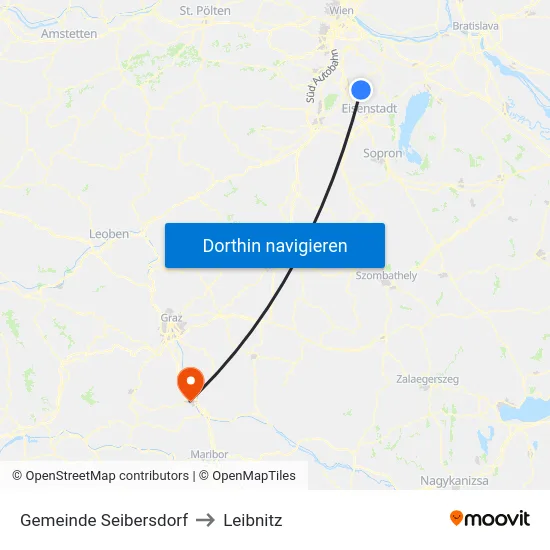 Gemeinde Seibersdorf to Leibnitz map