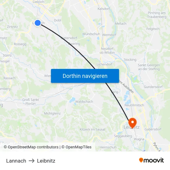 Lannach to Leibnitz map