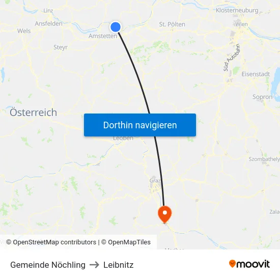 Gemeinde Nöchling to Leibnitz map