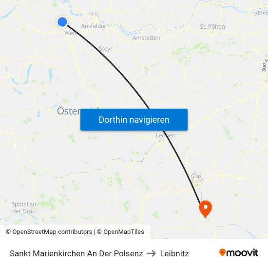 Sankt Marienkirchen An Der Polsenz to Leibnitz map