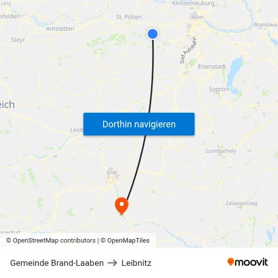 Gemeinde Brand-Laaben to Leibnitz map