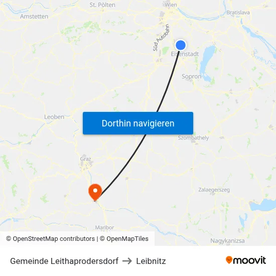 Gemeinde Leithaprodersdorf to Leibnitz map