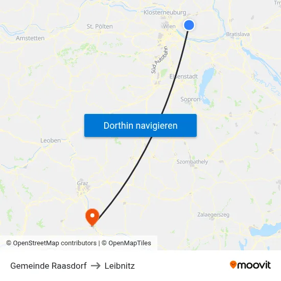 Gemeinde Raasdorf to Leibnitz map