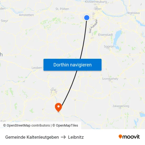 Gemeinde Kaltenleutgeben to Leibnitz map