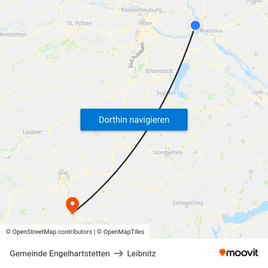 Gemeinde Engelhartstetten to Leibnitz map
