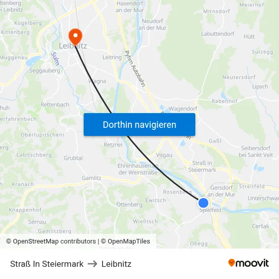 Straß In Steiermark to Leibnitz map