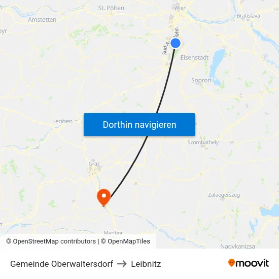 Gemeinde Oberwaltersdorf to Leibnitz map