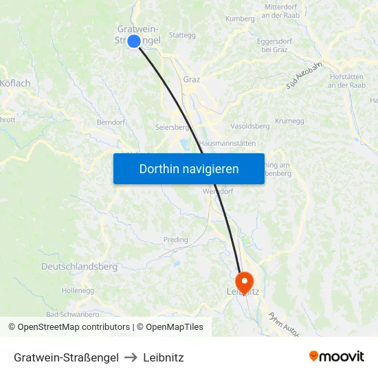 Gratwein-Straßengel to Leibnitz map