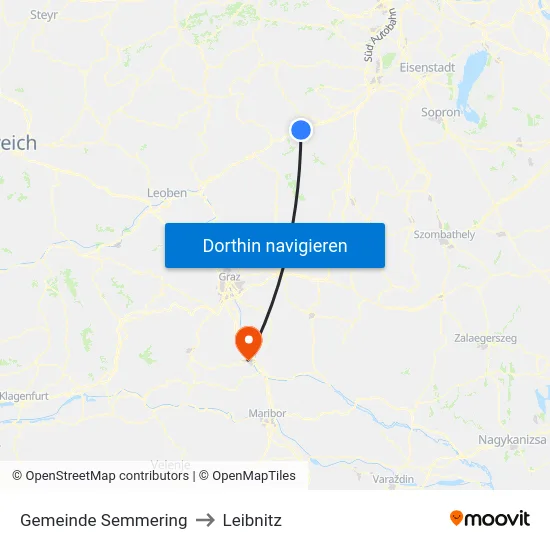 Gemeinde Semmering to Leibnitz map