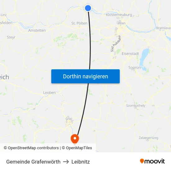 Gemeinde Grafenwörth to Leibnitz map