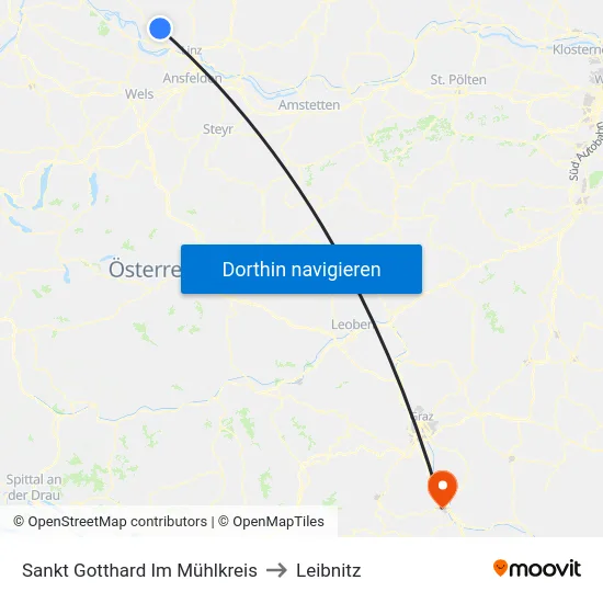 Sankt Gotthard Im Mühlkreis to Leibnitz map