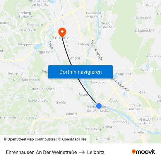 Ehrenhausen An Der Weinstraße to Leibnitz map