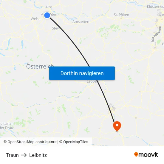 Traun to Leibnitz map