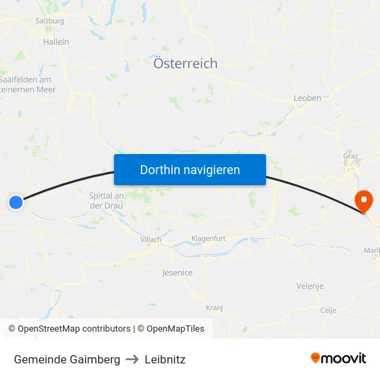 Gemeinde Gaimberg to Leibnitz map