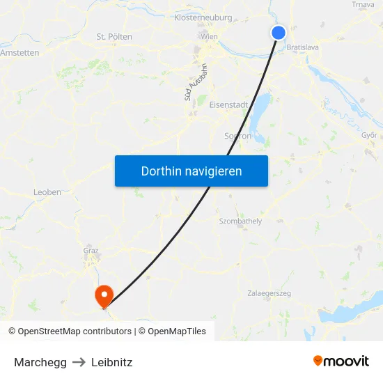 Marchegg to Leibnitz map