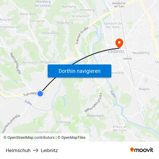 Heimschuh to Leibnitz map