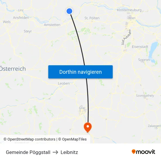Gemeinde Pöggstall to Leibnitz map