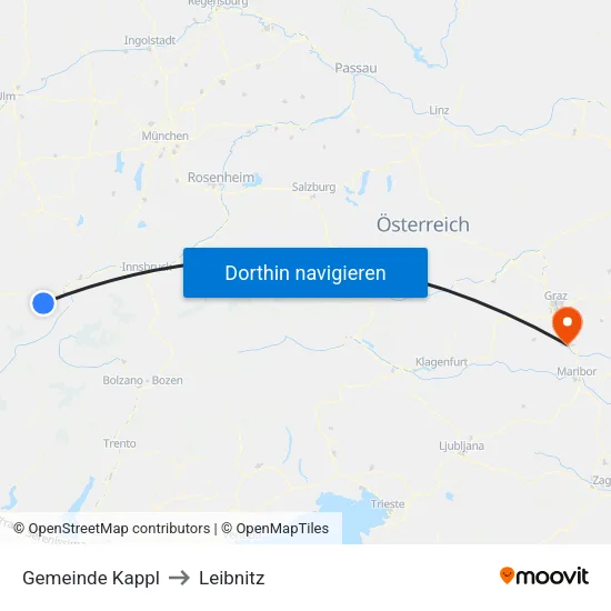 Gemeinde Kappl to Leibnitz map