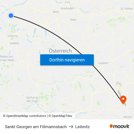 Sankt Georgen am Fillmannsbach to Leibnitz map