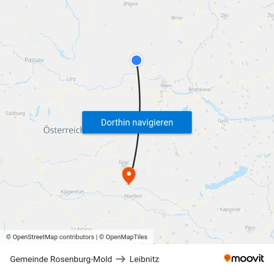 Gemeinde Rosenburg-Mold to Leibnitz map