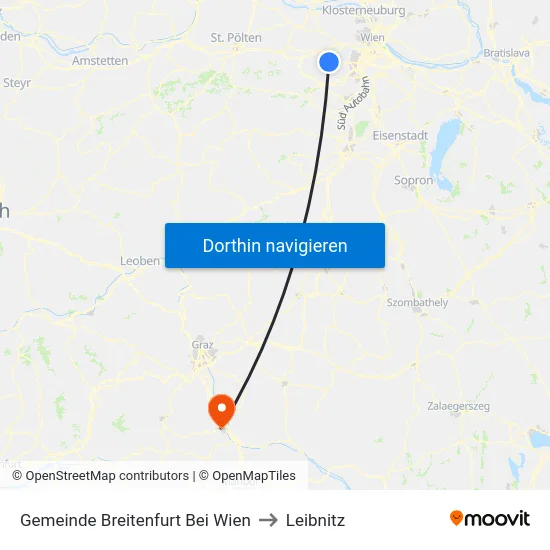 Gemeinde Breitenfurt Bei Wien to Leibnitz map