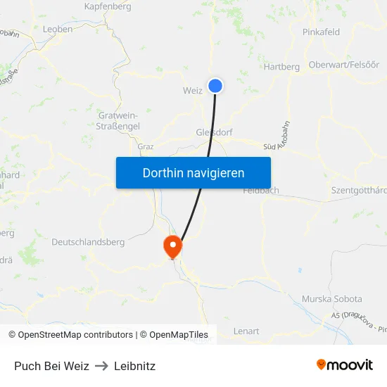 Puch Bei Weiz to Leibnitz map