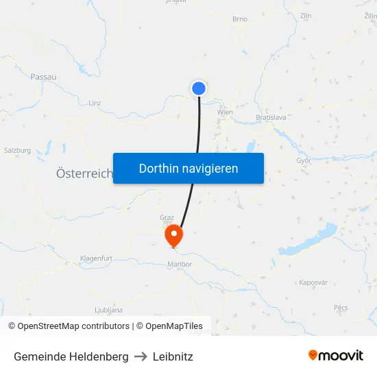 Gemeinde Heldenberg to Leibnitz map
