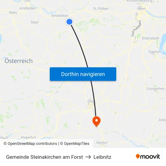 Gemeinde Steinakirchen am Forst to Leibnitz map
