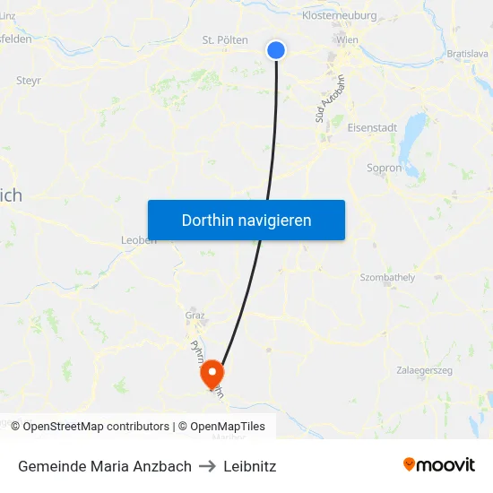 Gemeinde Maria Anzbach to Leibnitz map