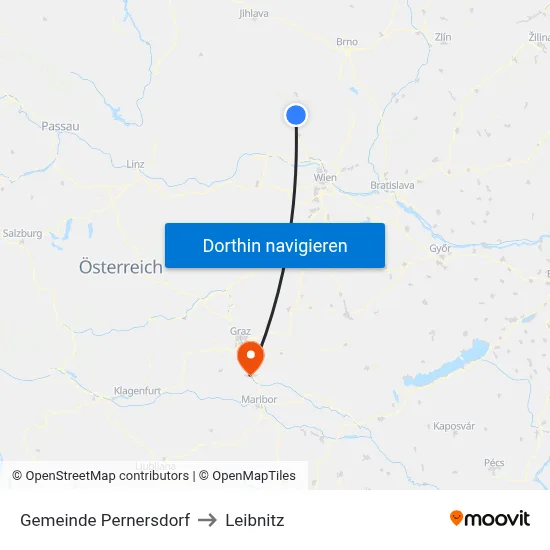 Gemeinde Pernersdorf to Leibnitz map