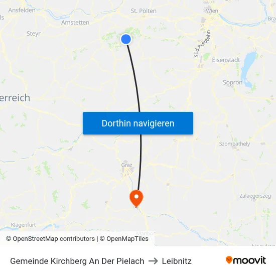 Gemeinde Kirchberg An Der Pielach to Leibnitz map