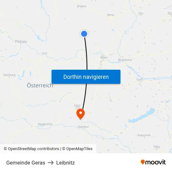 Gemeinde Geras to Leibnitz map