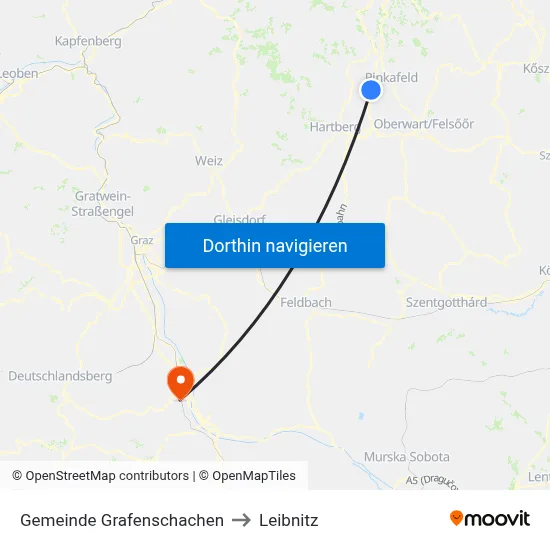 Gemeinde Grafenschachen to Leibnitz map