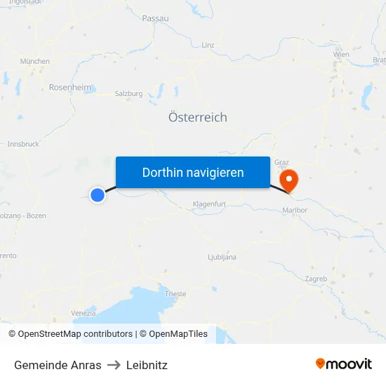 Gemeinde Anras to Leibnitz map