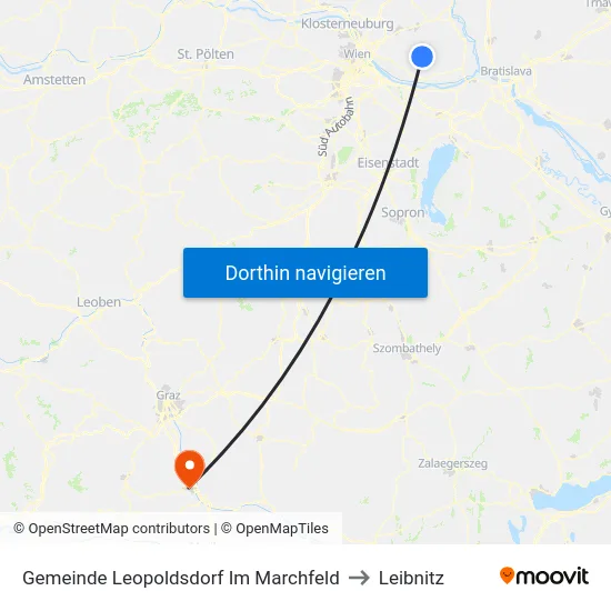 Gemeinde Leopoldsdorf Im Marchfeld to Leibnitz map