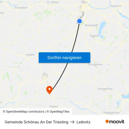 Gemeinde Schönau An Der Triesting to Leibnitz map