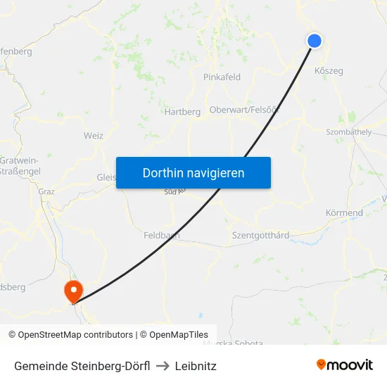 Gemeinde Steinberg-Dörfl to Leibnitz map