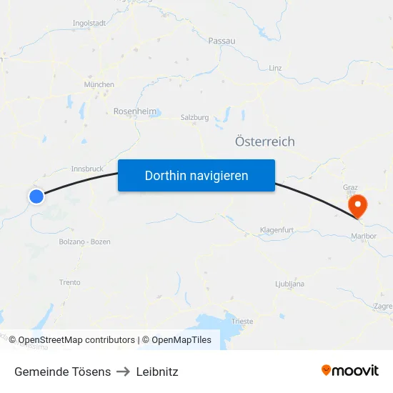 Gemeinde Tösens to Leibnitz map