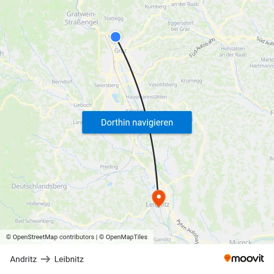 Andritz to Leibnitz map