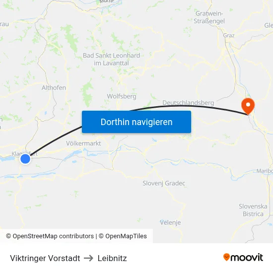 Viktringer Vorstadt to Leibnitz map