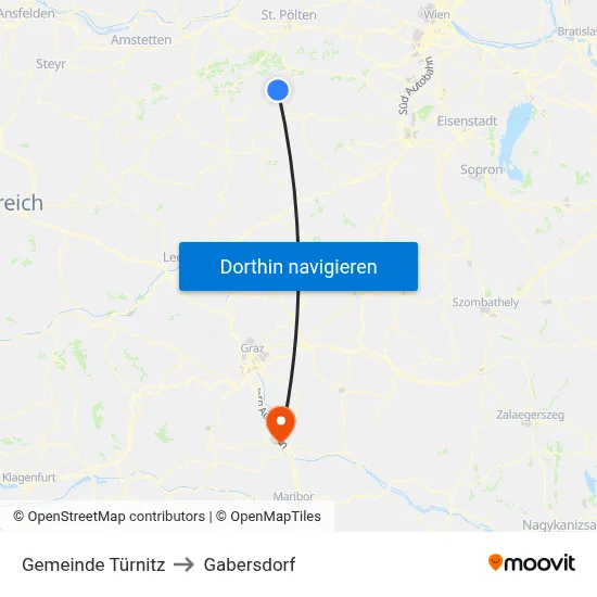 Gemeinde Türnitz to Gabersdorf map
