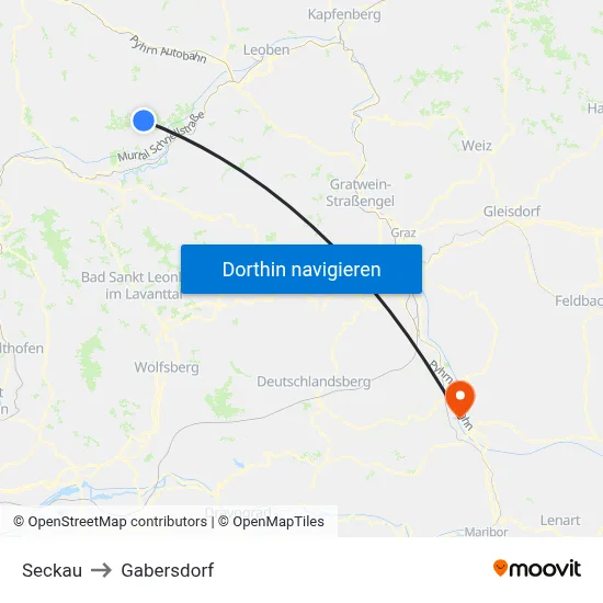 Seckau to Gabersdorf map