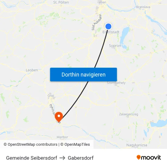Gemeinde Seibersdorf to Gabersdorf map