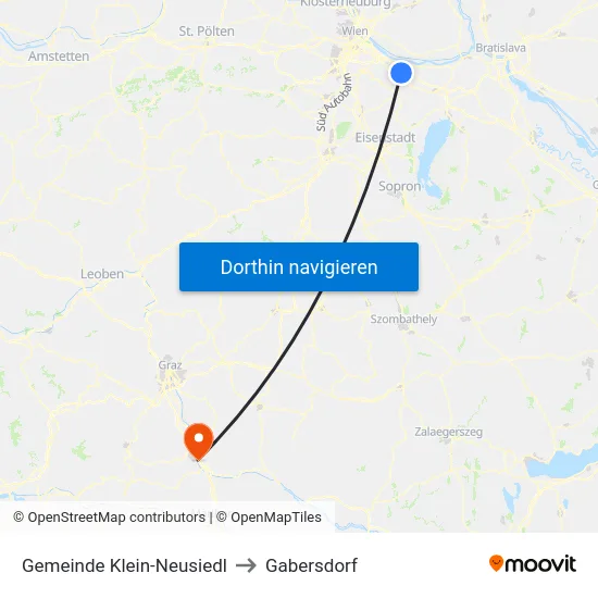Gemeinde Klein-Neusiedl to Gabersdorf map