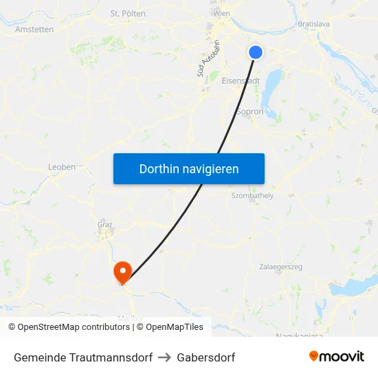 Gemeinde Trautmannsdorf to Gabersdorf map