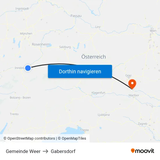 Gemeinde Weer to Gabersdorf map
