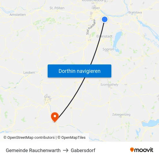 Gemeinde Rauchenwarth to Gabersdorf map