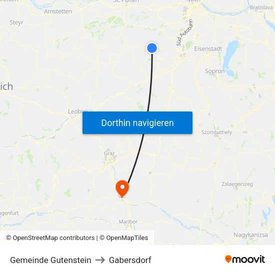 Gemeinde Gutenstein to Gabersdorf map